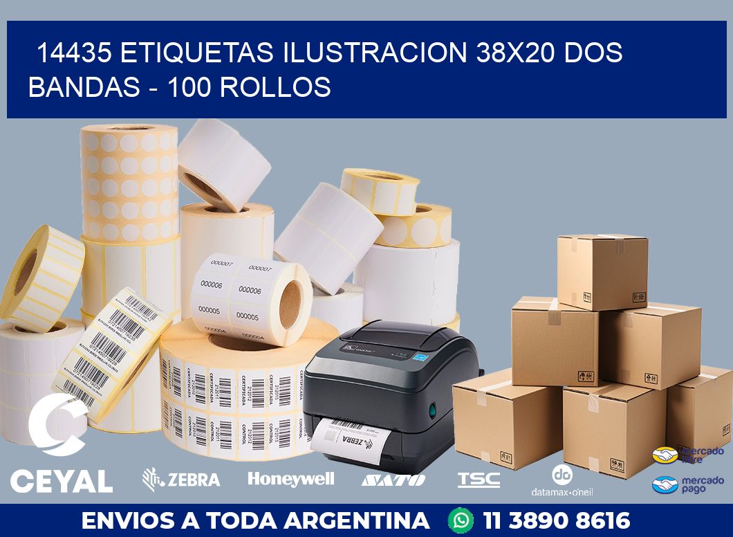 14435 ETIQUETAS ILUSTRACION 38X20 DOS BANDAS - 100 ROLLOS