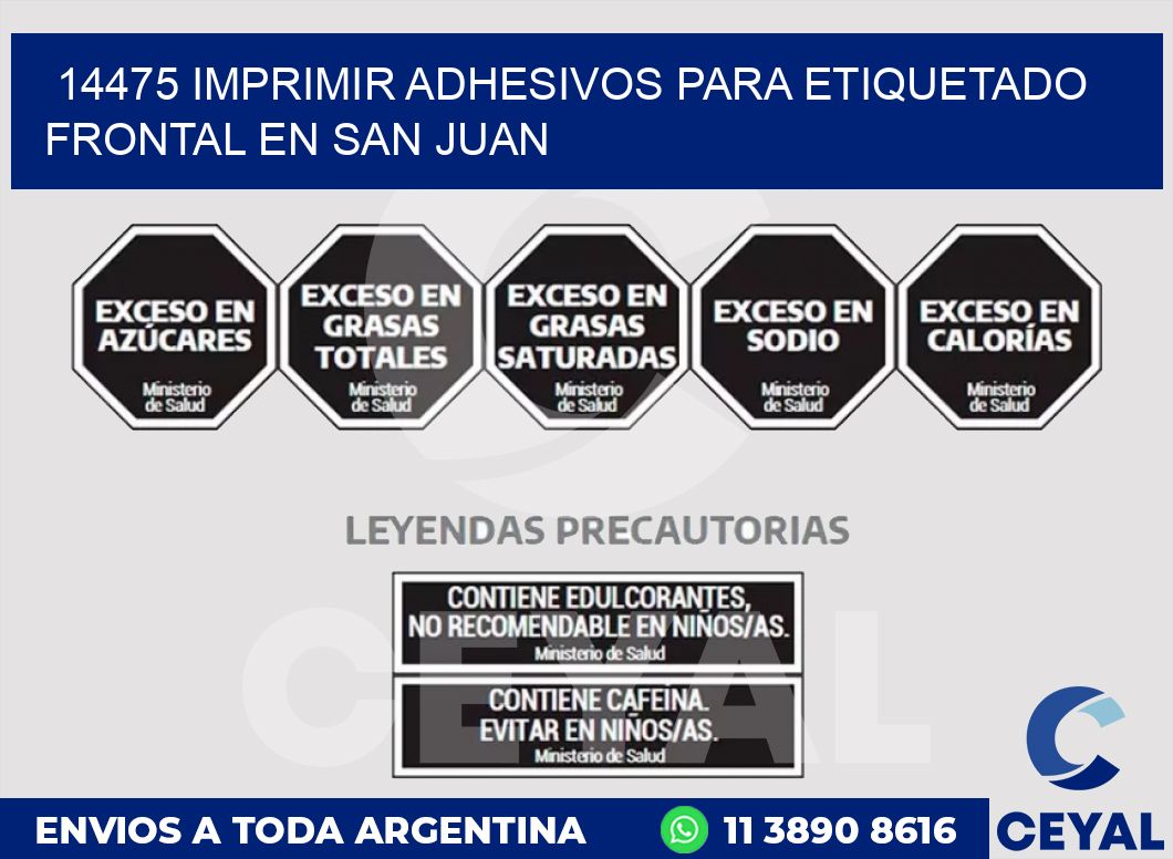 14475 IMPRIMIR ADHESIVOS PARA ETIQUETADO FRONTAL EN SAN JUAN