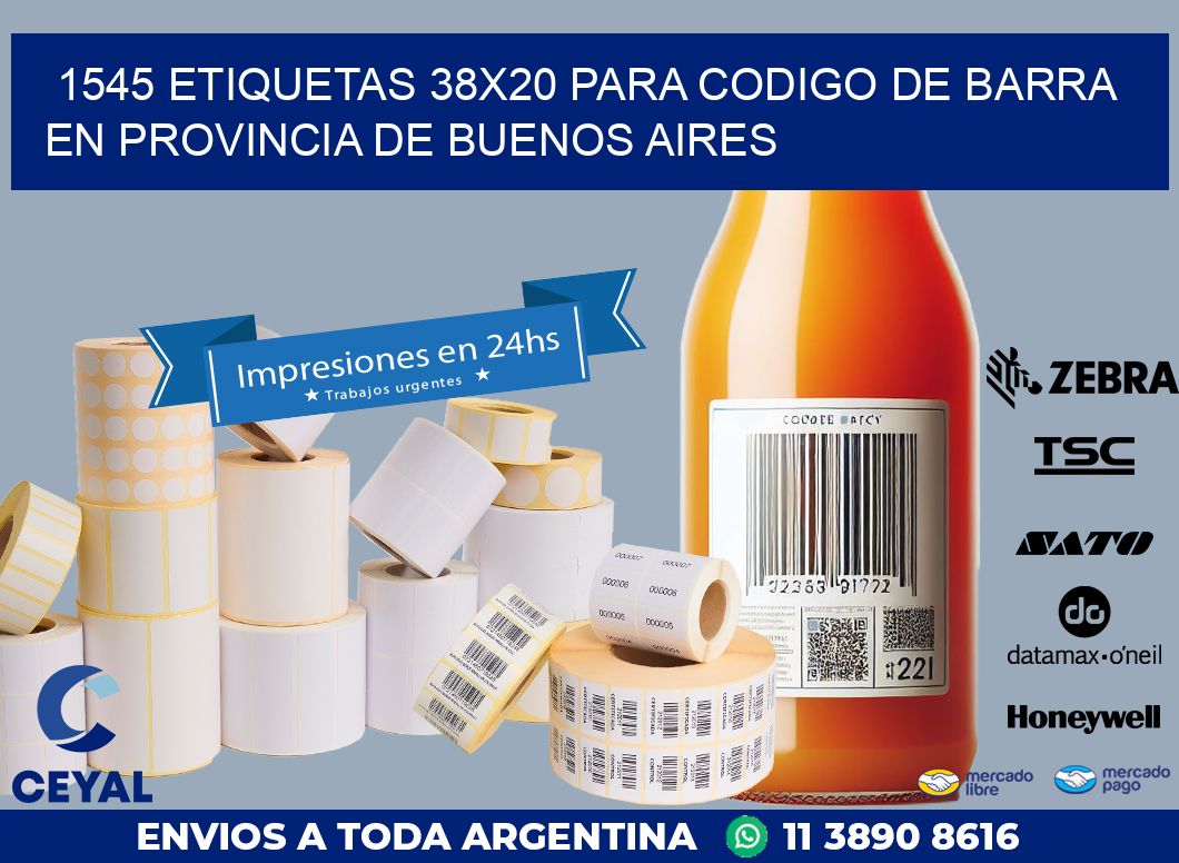 1545 ETIQUETAS 38X20 PARA CODIGO DE BARRA EN PROVINCIA DE BUENOS AIRES