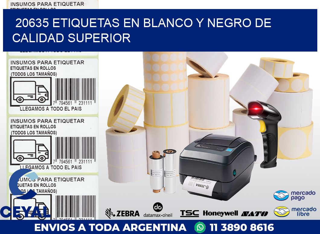 20635 ETIQUETAS EN BLANCO Y NEGRO DE CALIDAD SUPERIOR