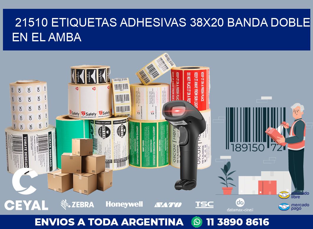 21510 ETIQUETAS ADHESIVAS 38X20 BANDA DOBLE EN EL AMBA