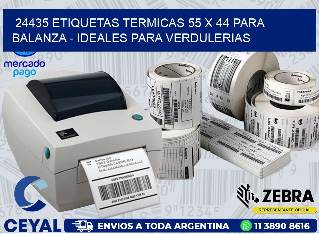 24435 ETIQUETAS TERMICAS 55 X 44 PARA BALANZA - IDEALES PARA VERDULERIAS