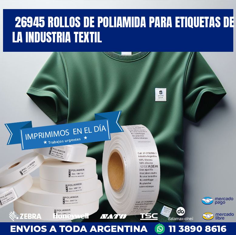 26945 ROLLOS DE POLIAMIDA PARA ETIQUETAS DE LA INDUSTRIA TEXTIL