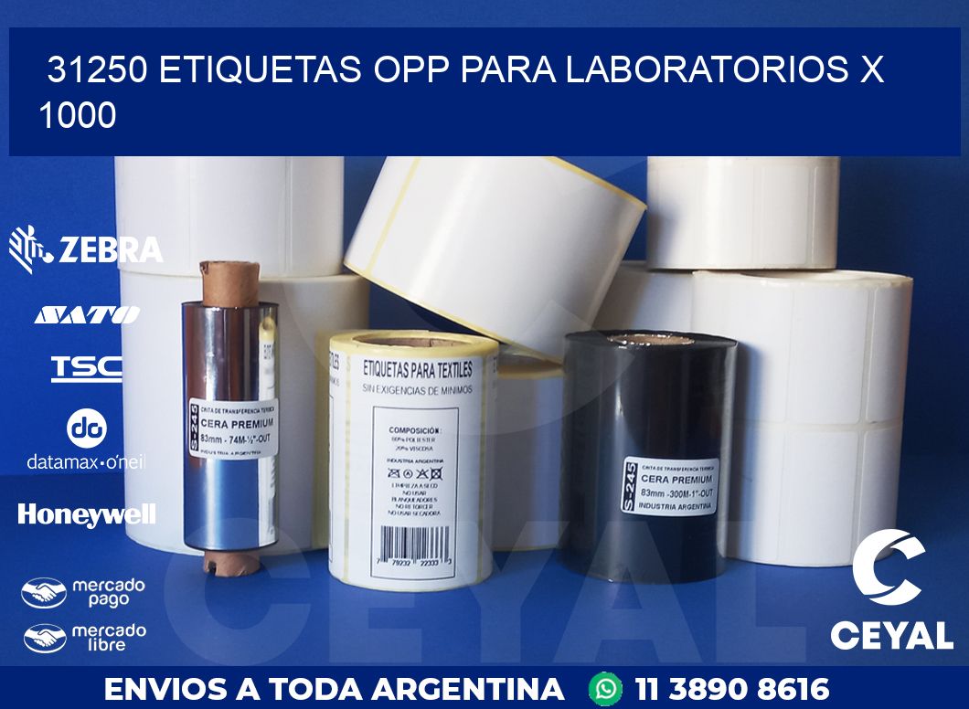 31250 ETIQUETAS OPP PARA LABORATORIOS X 1000