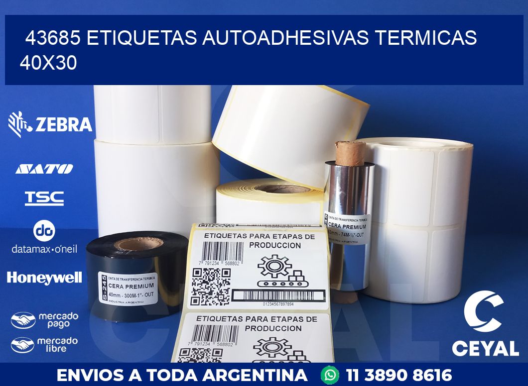 43685 ETIQUETAS AUTOADHESIVAS TERMICAS 40X30