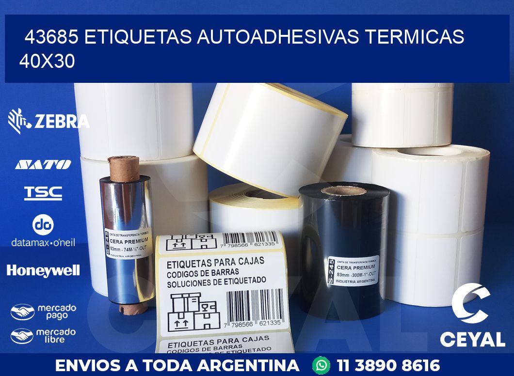 43685 ETIQUETAS AUTOADHESIVAS TERMICAS 40X30