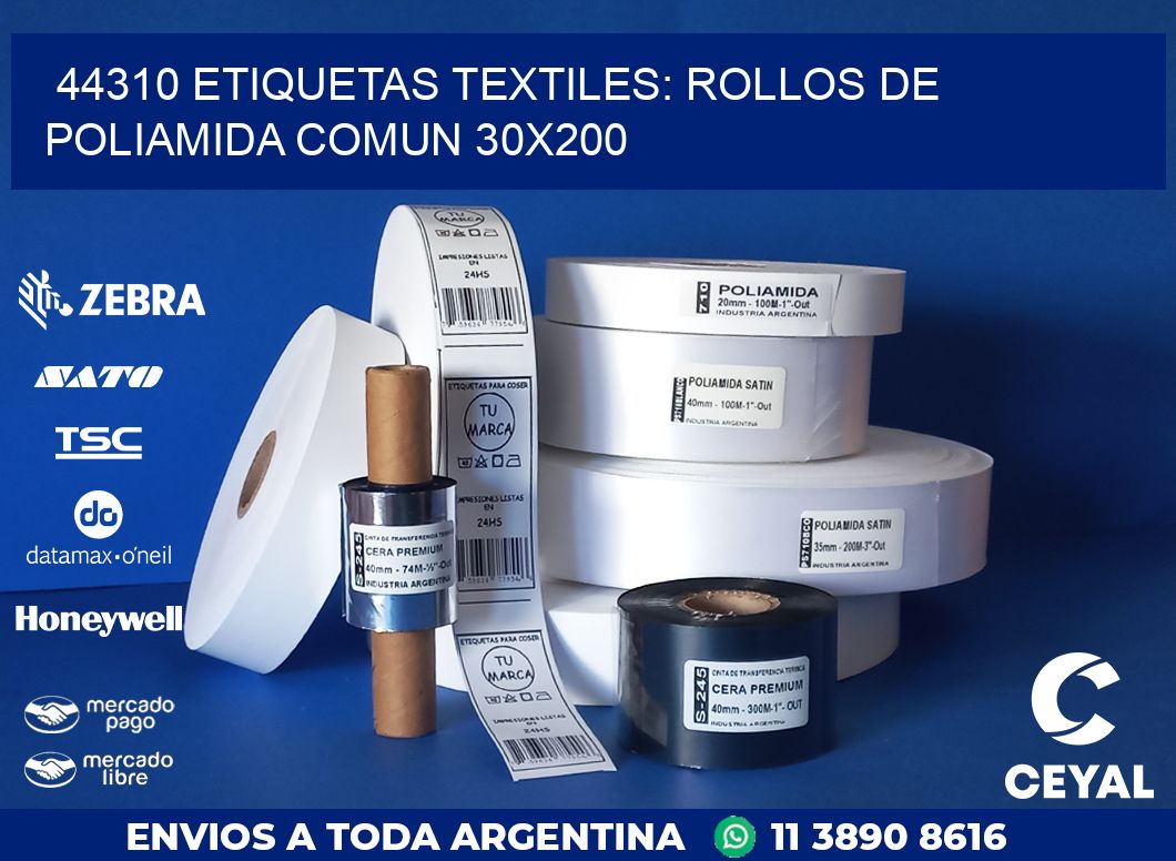 44310 ETIQUETAS TEXTILES: ROLLOS DE POLIAMIDA COMUN 30X200