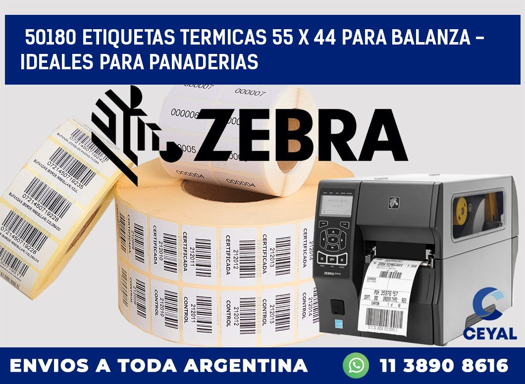 50180 ETIQUETAS TERMICAS 55 X 44 PARA BALANZA - IDEALES PARA PANADERIAS