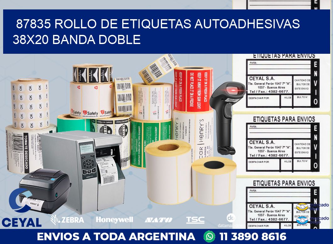 87835 ROLLO DE ETIQUETAS AUTOADHESIVAS 38X20 BANDA DOBLE