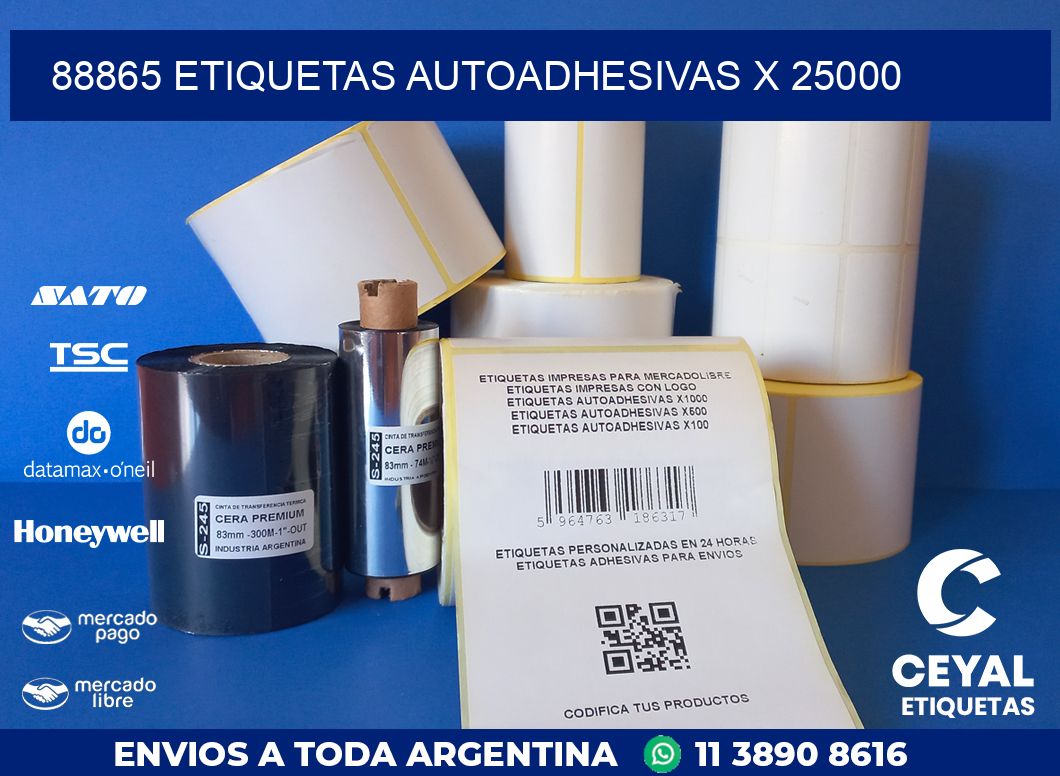 88865 ETIQUETAS AUTOADHESIVAS X 25000