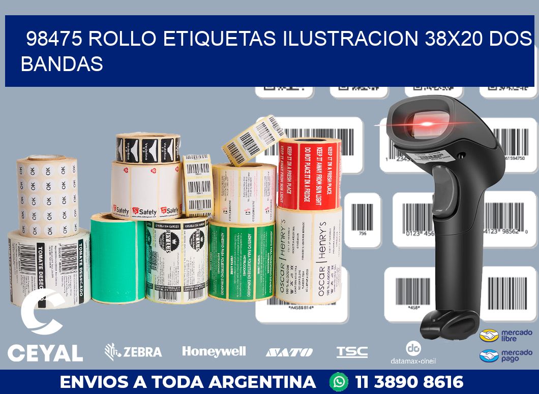 98475 ROLLO ETIQUETAS ILUSTRACION 38X20 DOS BANDAS