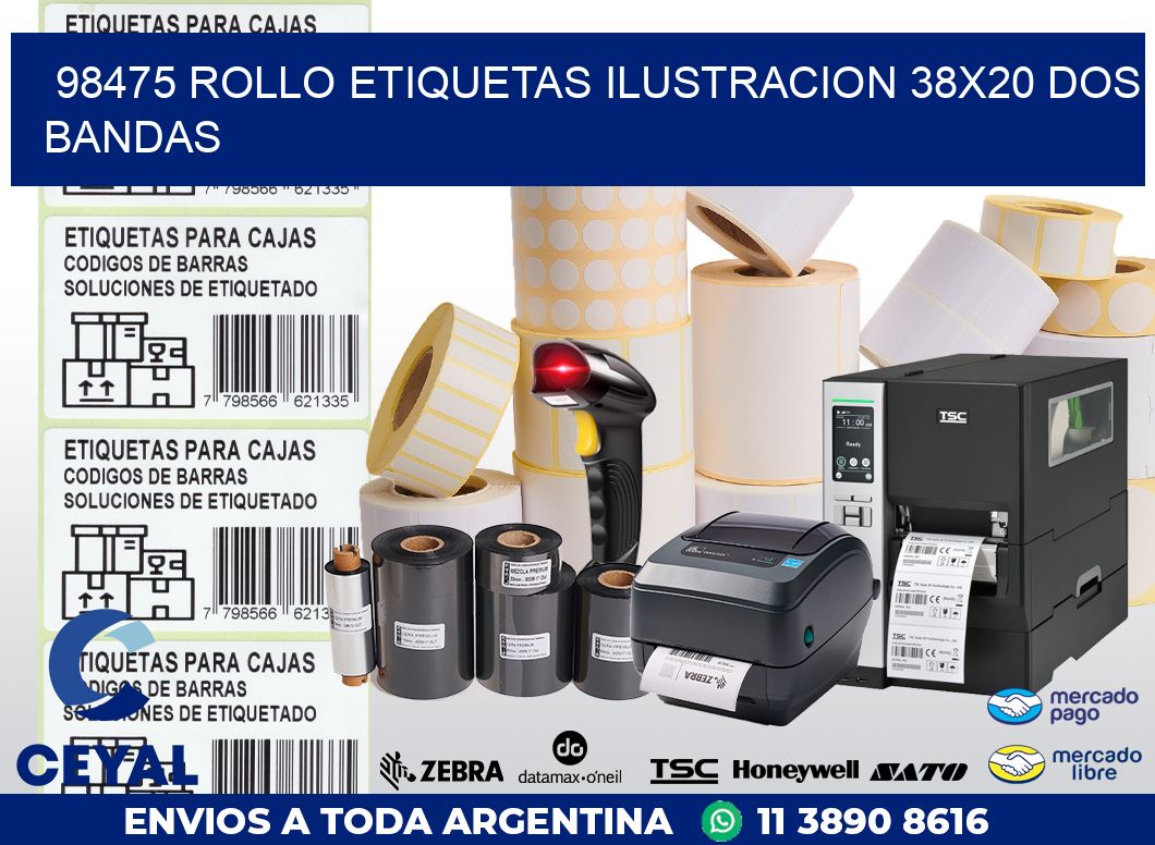 98475 ROLLO ETIQUETAS ILUSTRACION 38X20 DOS BANDAS