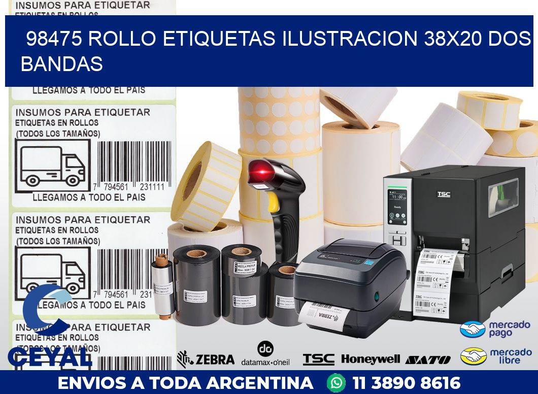 98475 ROLLO ETIQUETAS ILUSTRACION 38X20 DOS BANDAS