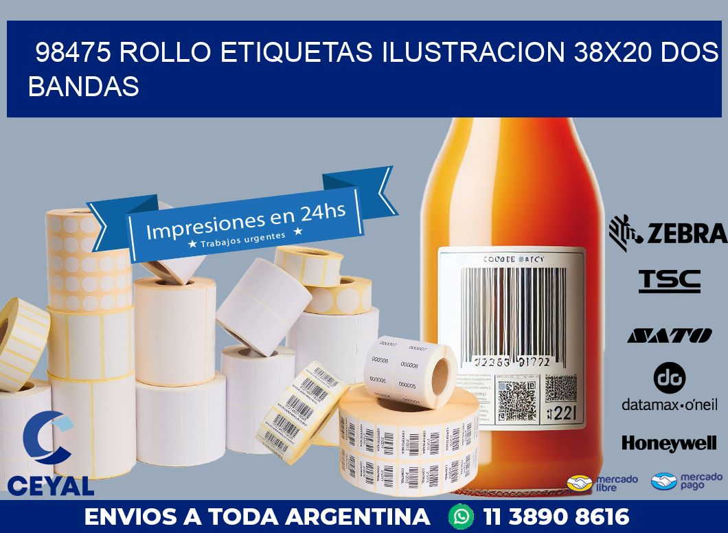98475 ROLLO ETIQUETAS ILUSTRACION 38X20 DOS BANDAS