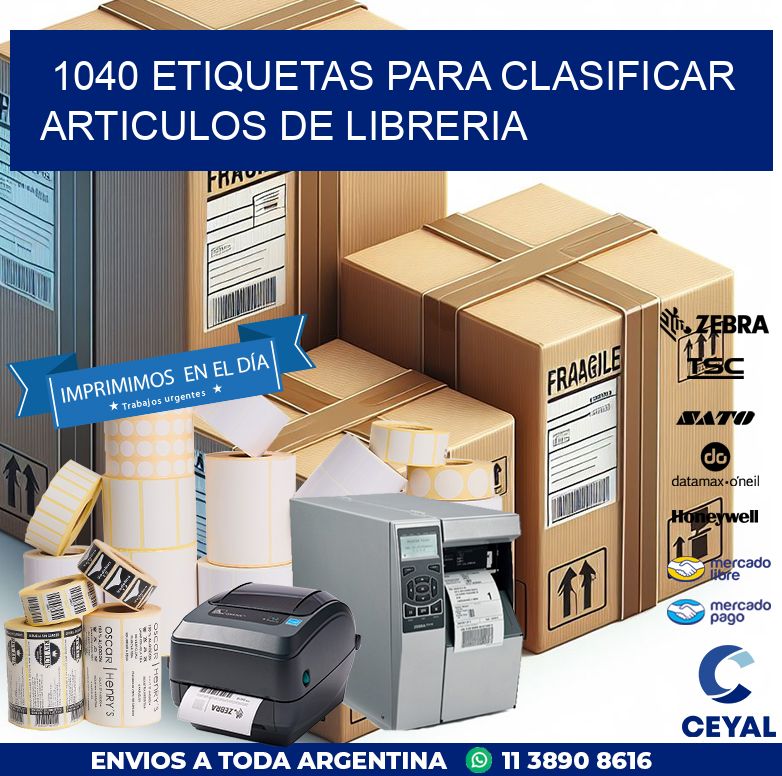 1040 ETIQUETAS PARA CLASIFICAR ARTICULOS DE LIBRERIA