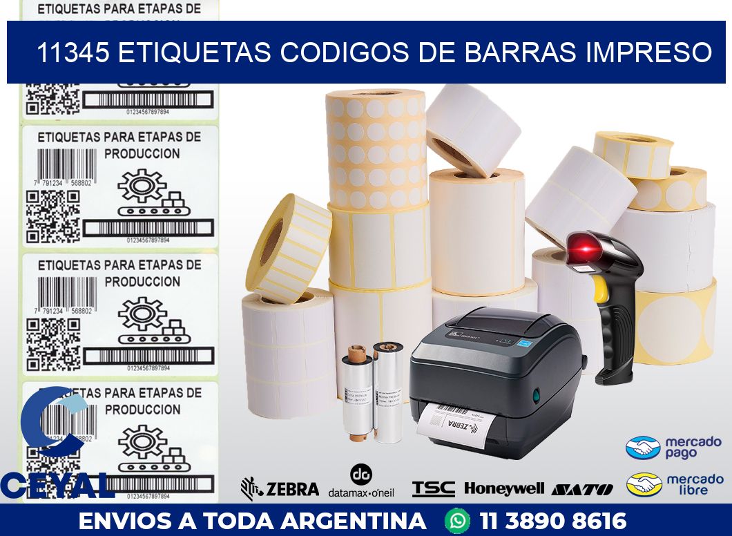 11345 ETIQUETAS CODIGOS DE BARRAS IMPRESO