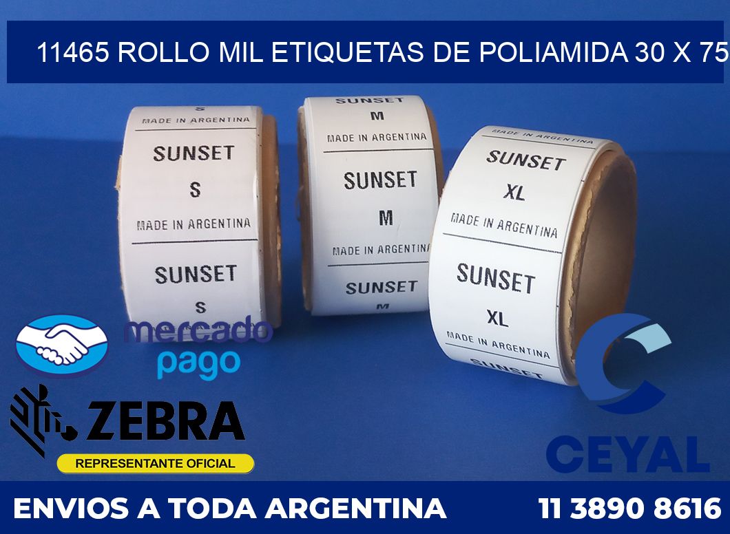 11465 ROLLO MIL ETIQUETAS DE POLIAMIDA 30 X 75