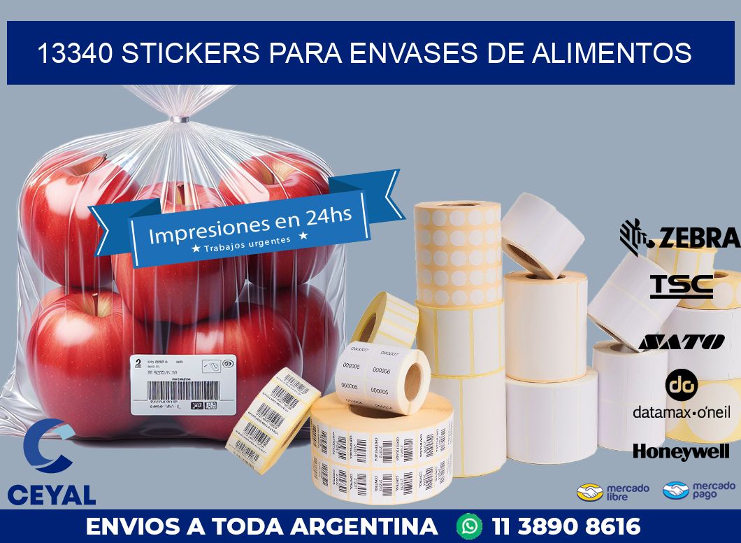 13340 STICKERS PARA ENVASES DE ALIMENTOS