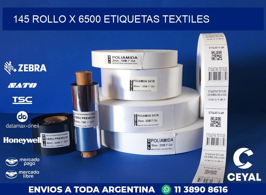 145 ROLLO X 6500 ETIQUETAS TEXTILES