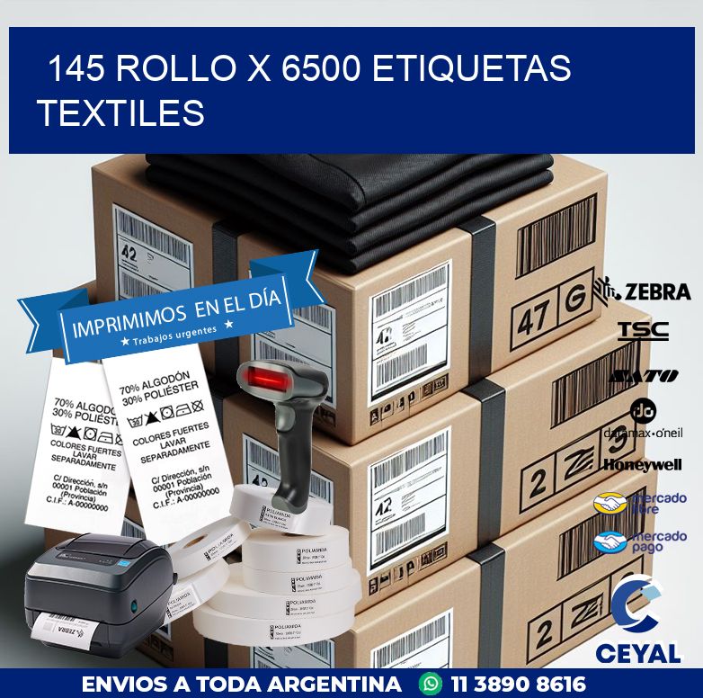 145 ROLLO X 6500 ETIQUETAS TEXTILES