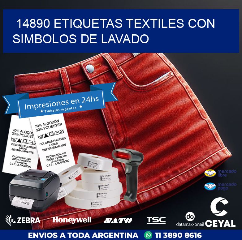 14890 ETIQUETAS TEXTILES CON SIMBOLOS DE LAVADO