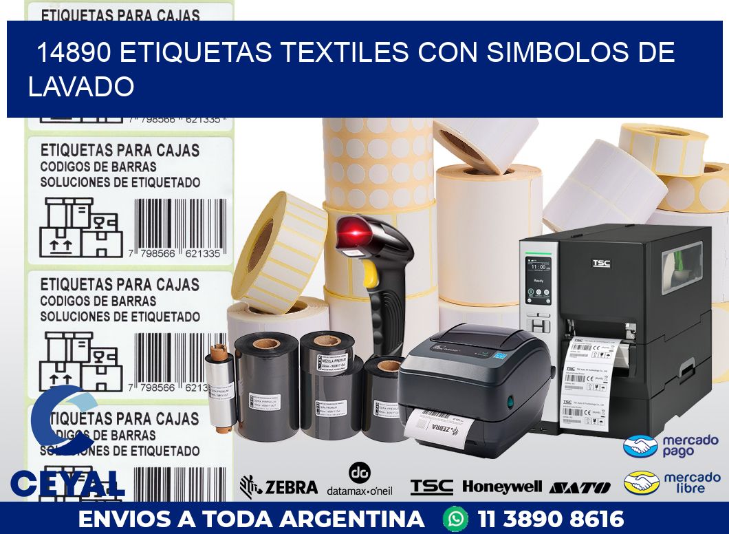 14890 ETIQUETAS TEXTILES CON SIMBOLOS DE LAVADO