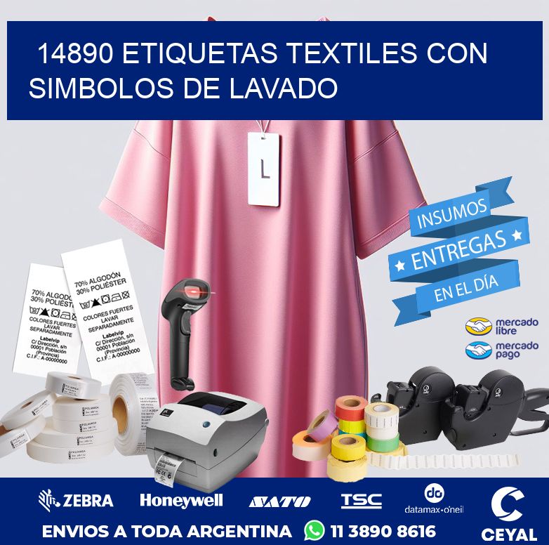 14890 ETIQUETAS TEXTILES CON SIMBOLOS DE LAVADO