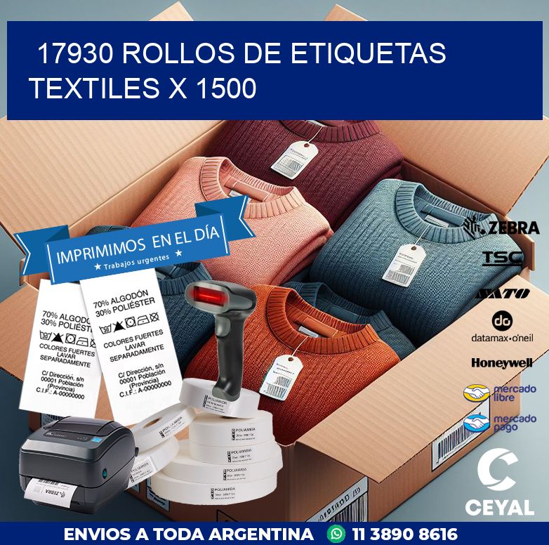 17930 ROLLOS DE ETIQUETAS TEXTILES X 1500