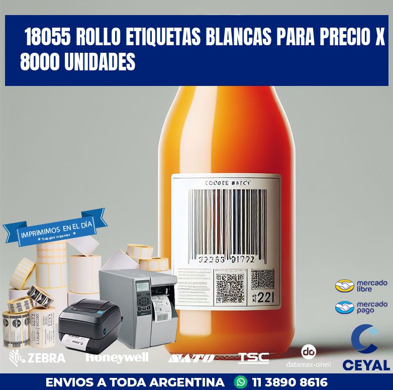 18055 ROLLO ETIQUETAS BLANCAS PARA PRECIO X 8000 UNIDADES