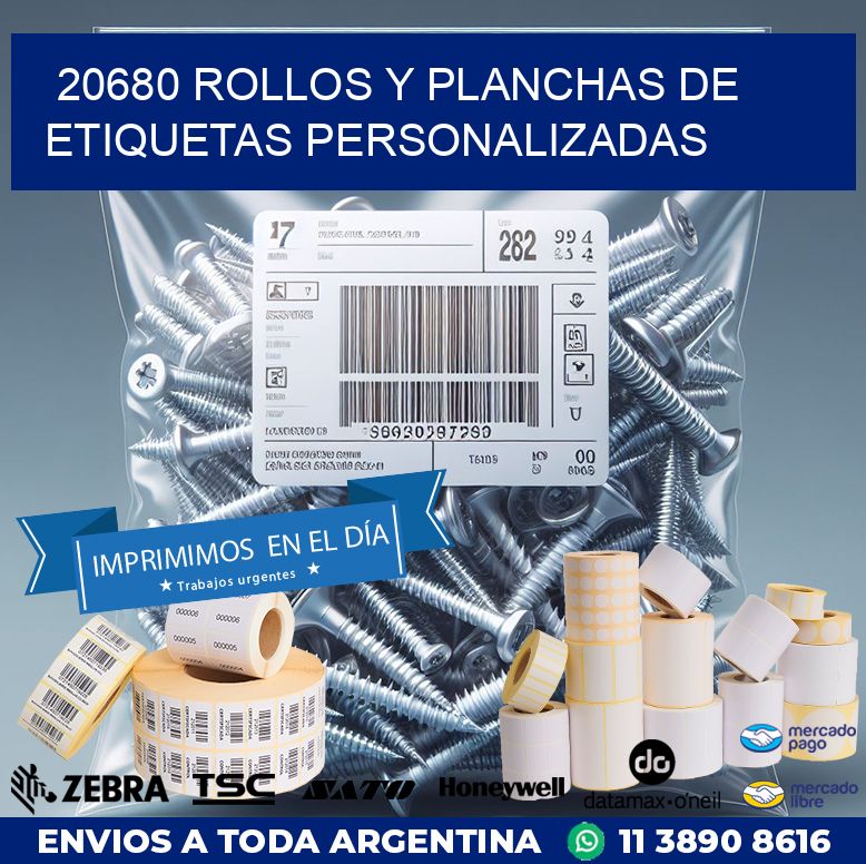 20680 ROLLOS Y PLANCHAS DE ETIQUETAS PERSONALIZADAS