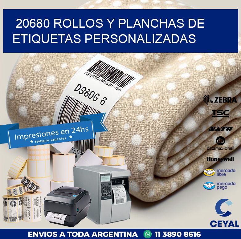 20680 ROLLOS Y PLANCHAS DE ETIQUETAS PERSONALIZADAS