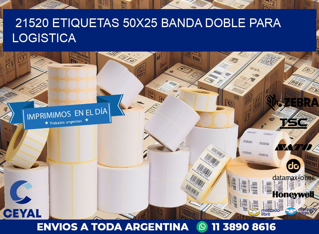 21520 ETIQUETAS 50X25 BANDA DOBLE PARA LOGISTICA