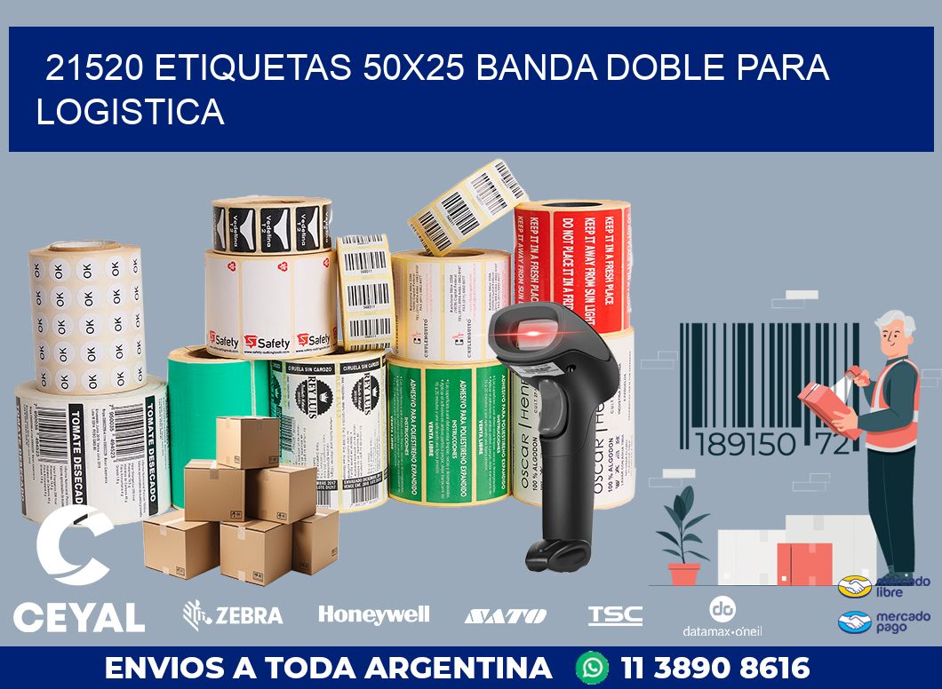 21520 ETIQUETAS 50X25 BANDA DOBLE PARA LOGISTICA