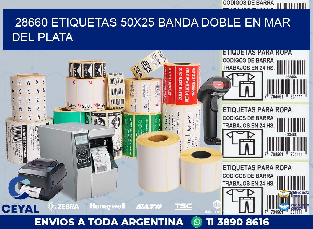 28660 ETIQUETAS 50X25 BANDA DOBLE EN MAR DEL PLATA