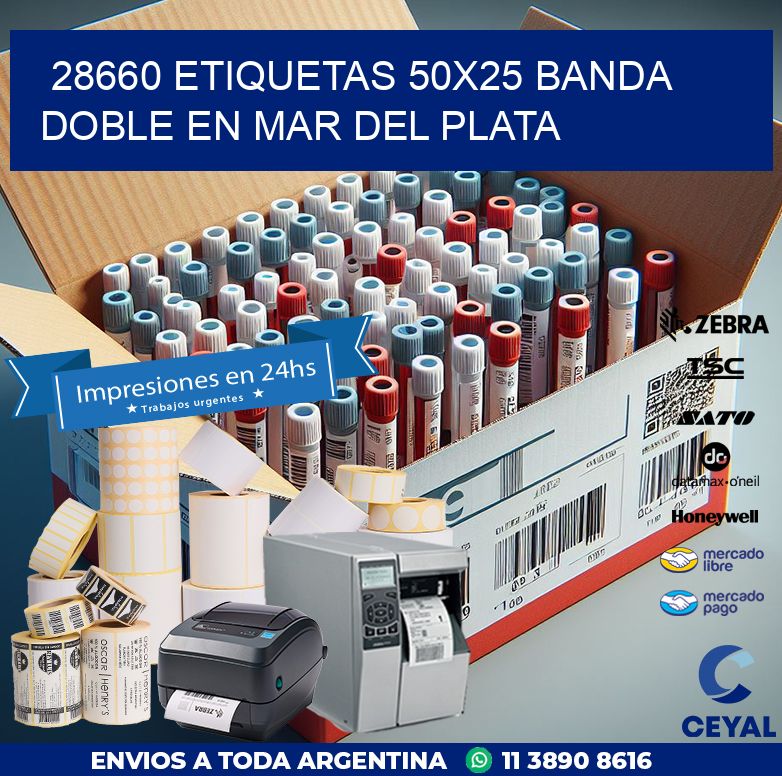 28660 ETIQUETAS 50X25 BANDA DOBLE EN MAR DEL PLATA