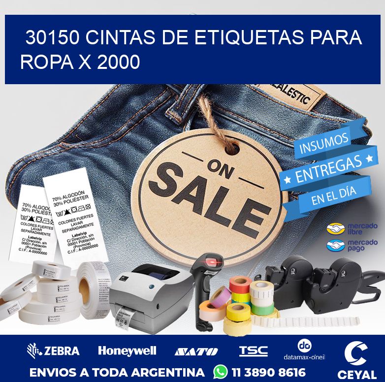 30150 CINTAS DE ETIQUETAS PARA ROPA X 2000