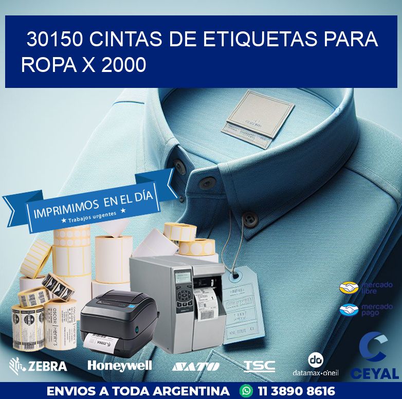 30150 CINTAS DE ETIQUETAS PARA ROPA X 2000