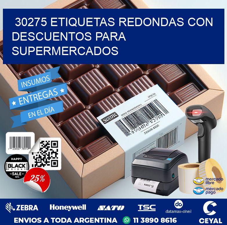 30275 ETIQUETAS REDONDAS CON DESCUENTOS PARA SUPERMERCADOS