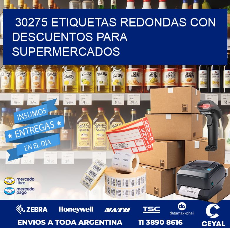 30275 ETIQUETAS REDONDAS CON DESCUENTOS PARA SUPERMERCADOS