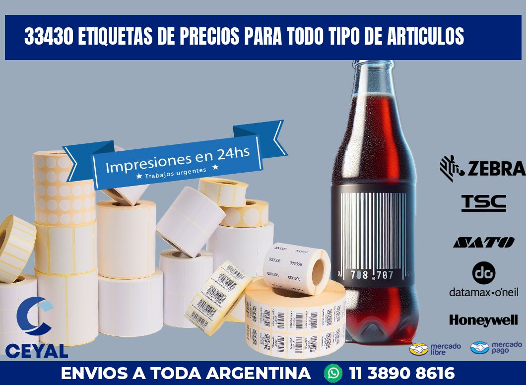 33430 ETIQUETAS DE PRECIOS PARA TODO TIPO DE ARTICULOS