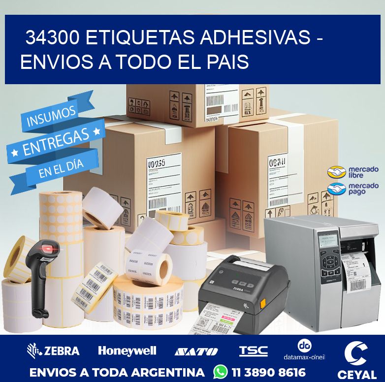 34300 ETIQUETAS ADHESIVAS - ENVIOS A TODO EL PAIS