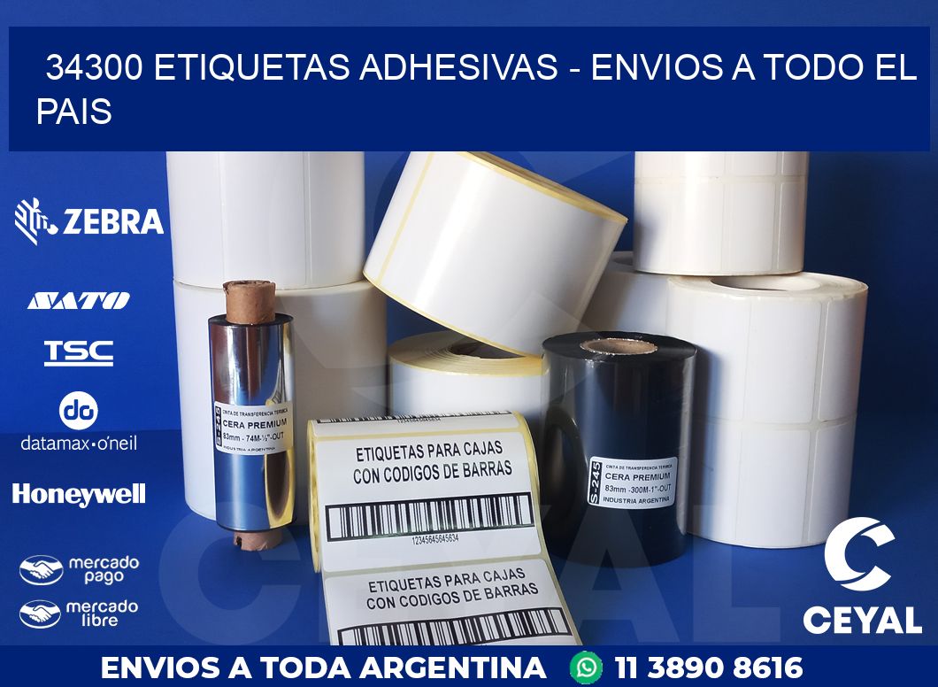 34300 ETIQUETAS ADHESIVAS - ENVIOS A TODO EL PAIS