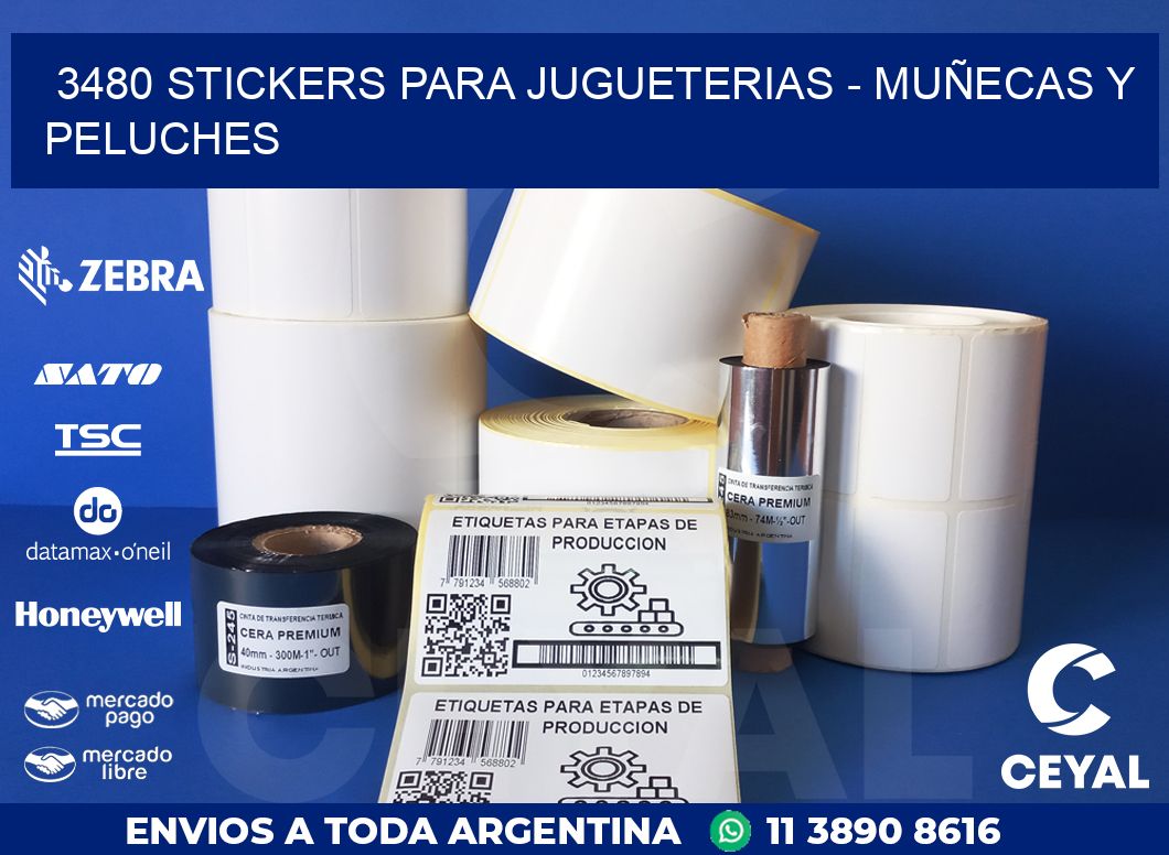 3480 STICKERS PARA JUGUETERIAS - MUÑECAS Y PELUCHES