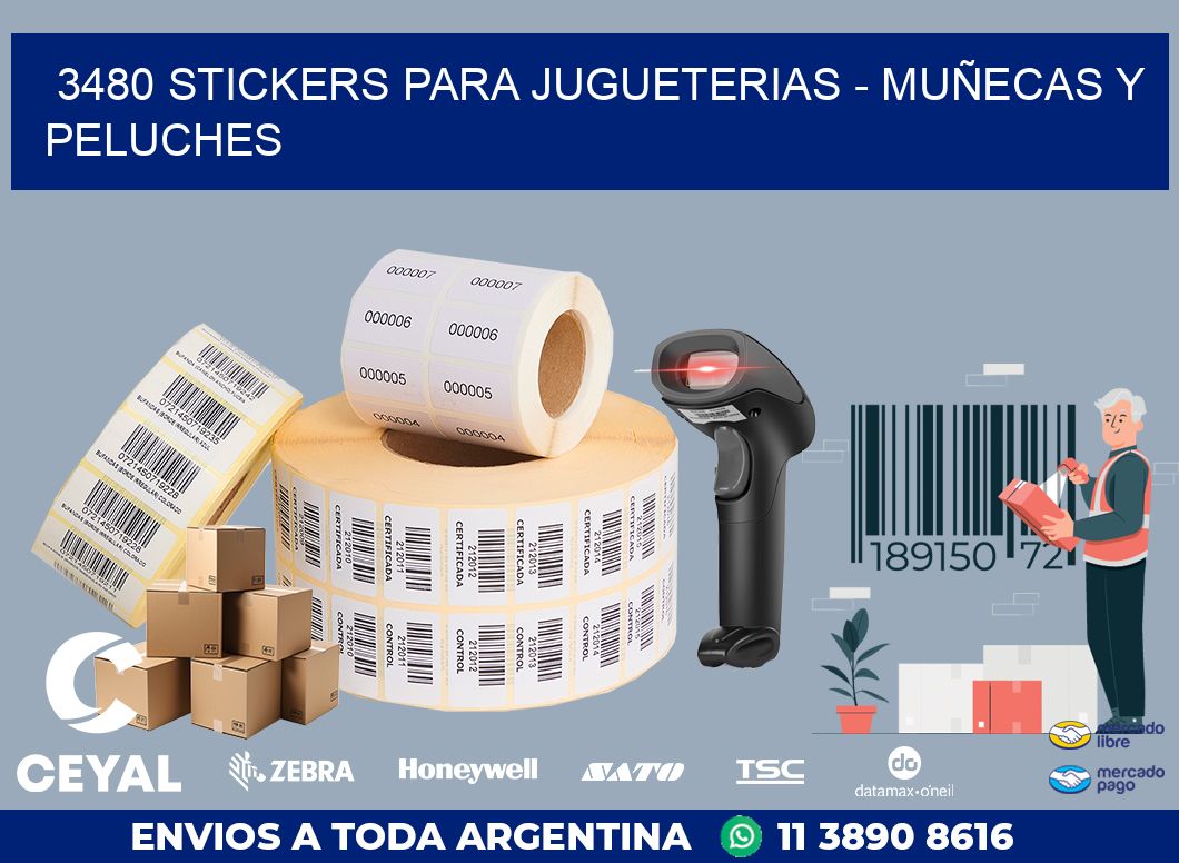 3480 STICKERS PARA JUGUETERIAS - MUÑECAS Y PELUCHES