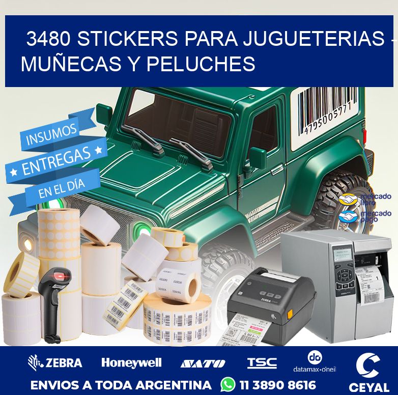 3480 STICKERS PARA JUGUETERIAS - MUÑECAS Y PELUCHES