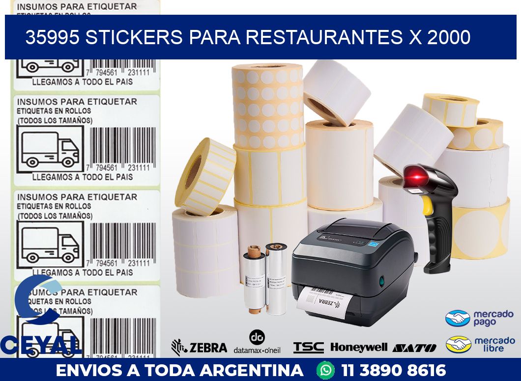 35995 STICKERS PARA RESTAURANTES X 2000