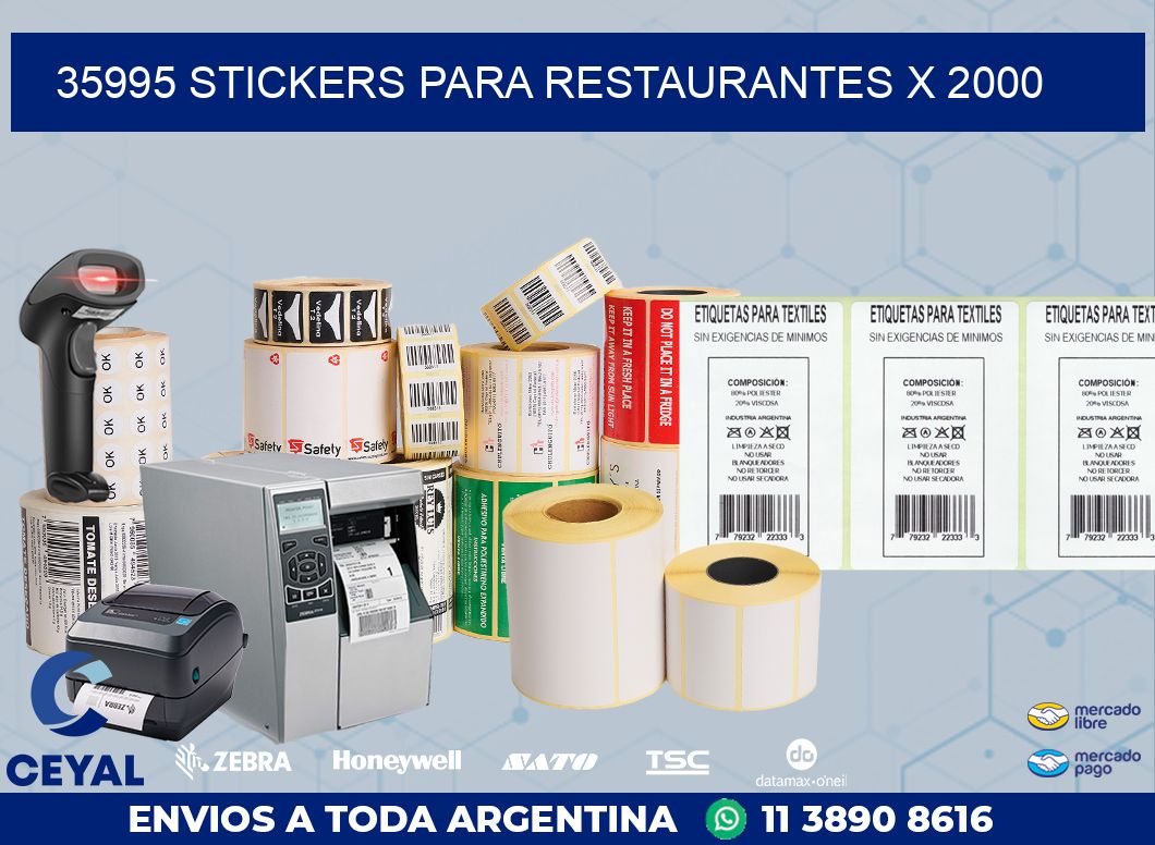 35995 STICKERS PARA RESTAURANTES X 2000