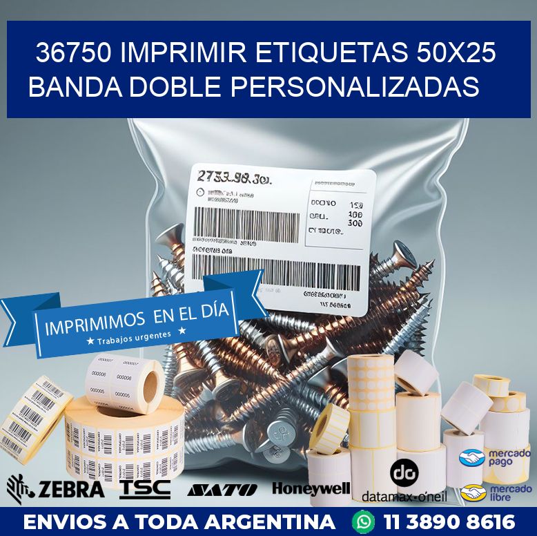 36750 IMPRIMIR ETIQUETAS 50X25 BANDA DOBLE PERSONALIZADAS