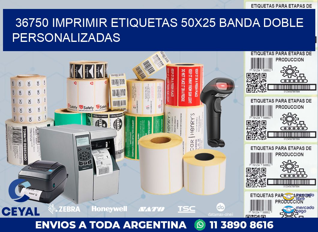 36750 IMPRIMIR ETIQUETAS 50X25 BANDA DOBLE PERSONALIZADAS