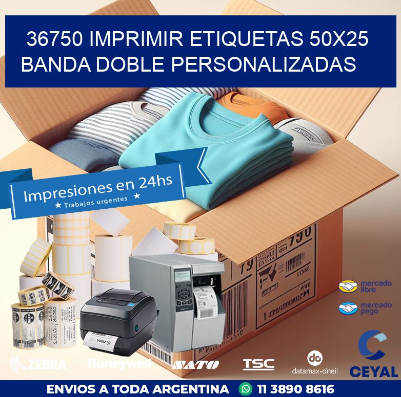 36750 IMPRIMIR ETIQUETAS 50X25 BANDA DOBLE PERSONALIZADAS